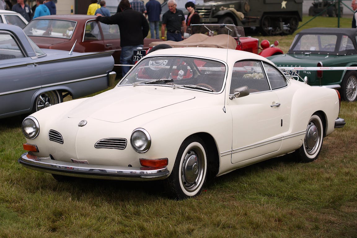 A vintage white Volkswagen.